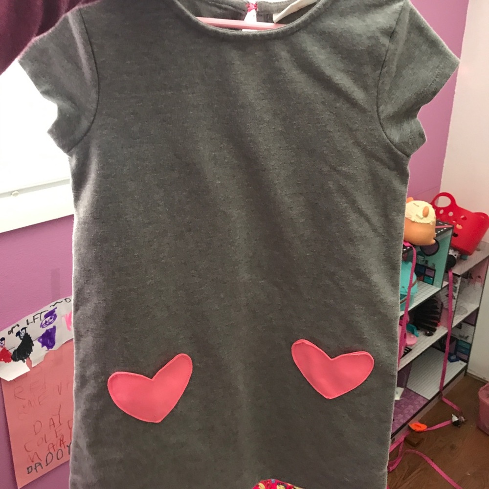 Cat & Jack gray heart dress 6x small